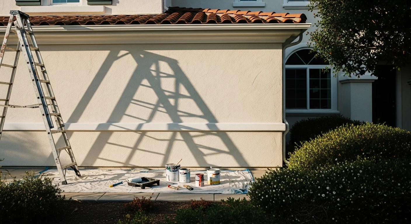Professional painter applying exterior paint to residential home in San Diego