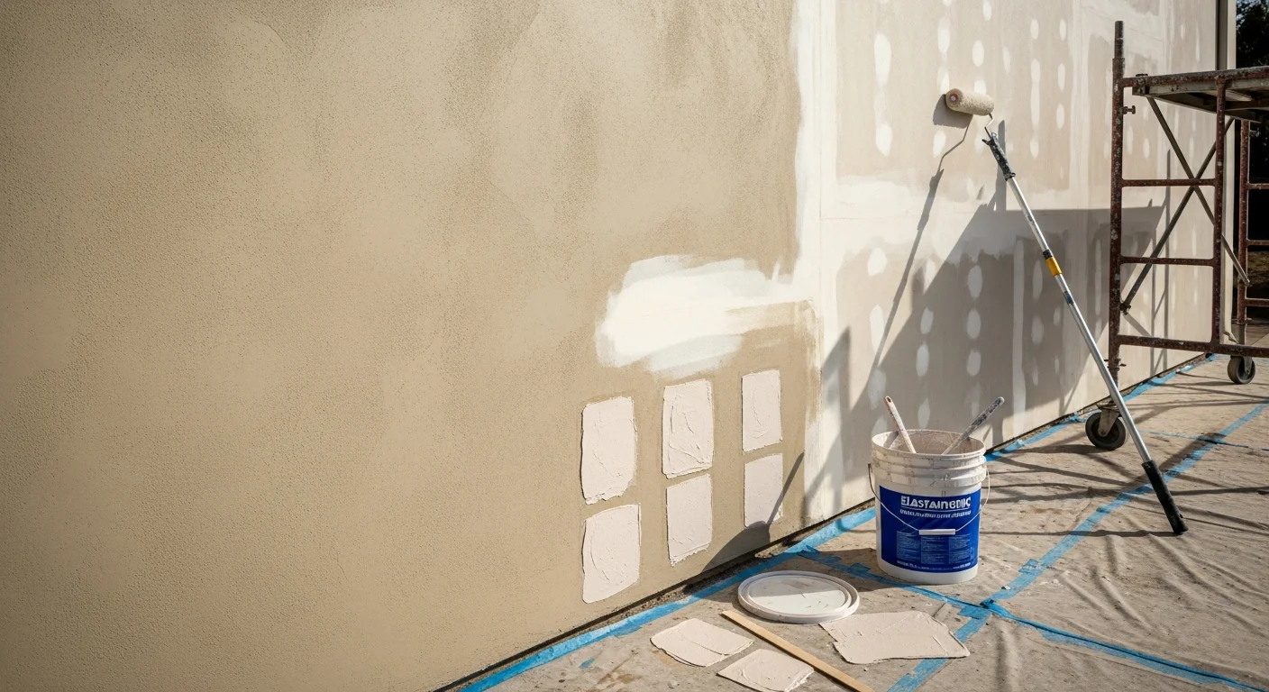 Close-up of a smooth decorative specialty finish applied to an interior wall in a San Diego home, showing even texture and clean edges along the trim line. The finish reflects controlled sheen under natural light from a nearby window.